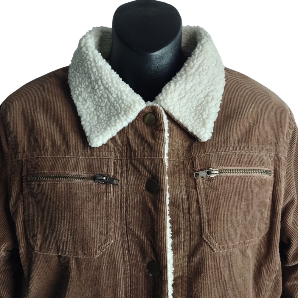 Jennifer.j Women's Corduroy Faux Suede Trimmed Quilted Button Jacket Size M - Picture 5 of 9
